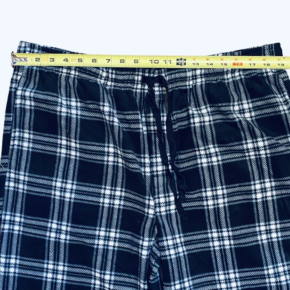 NWT Men’s Plush Fleece Lounge Pajama Pant Black/White/Gray Plaid Size XL - Picture 6 of 8